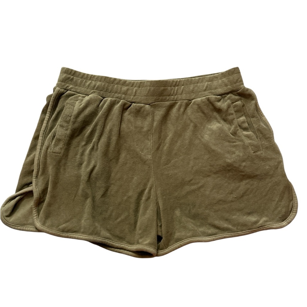 Varley Terry Cloth Cotton Casual Activewear Shorts 4” Olive Green size L